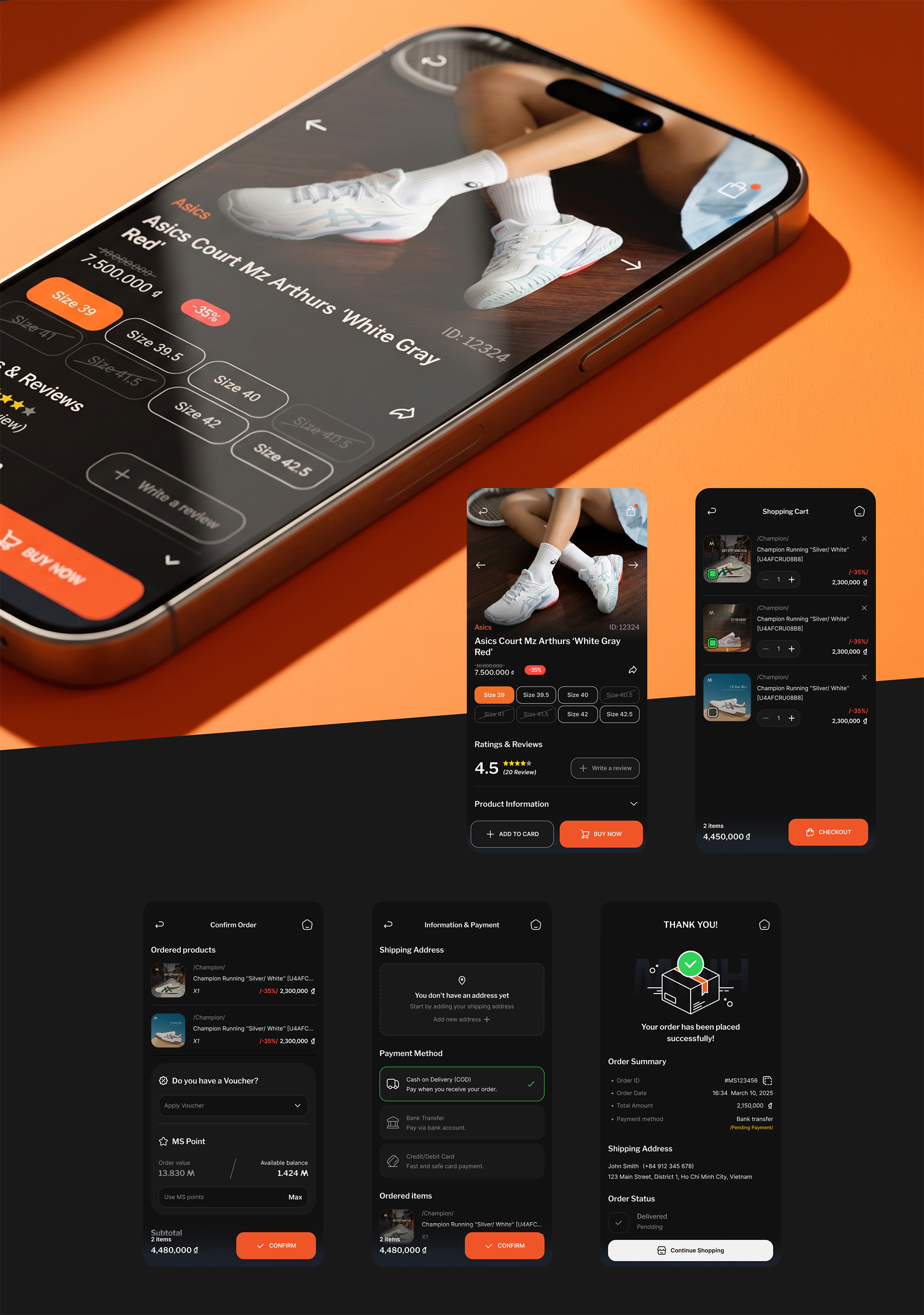Minhshop Key Screens